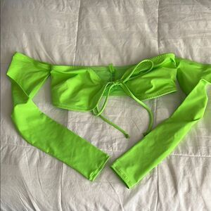 SKIMS Bright Green Long Sleeve Bikini Top size M NWOT
